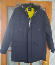 Boys Next Parka Style Coat Jacket Age 12 Years Navy Blue Reflective Strips