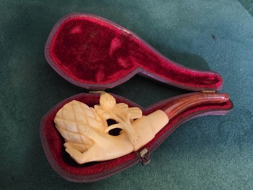 Antique cased meerschaum pipe - antique,