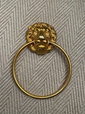 Reclaimed gold metal Lions head Mask Towel Ring | Hoop Vintage Bathroom Toilet