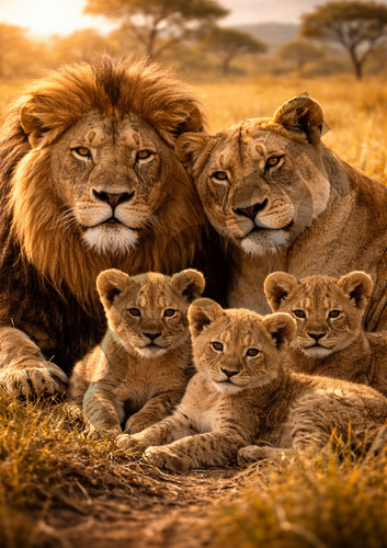 Lion cubs metal sign retro - metal,