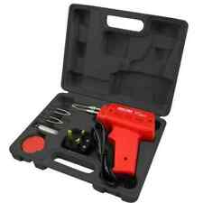 100W ELECTRIC SOLDERING IRON GUN 5 PIECE KIT SOLDER WIRE FLUX STORAGE CASE