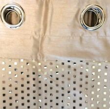 Foiled Top Border  Faux Silk Eyelet Curtains Grey Plum Natural