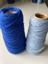 Yeoman Sport Merino Wool 4ply yarn cone blue bundle