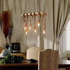 6 Wire Bamboo Hemp Rope Spider Lamp Ceiling Light Fitting Pendant Light Shade