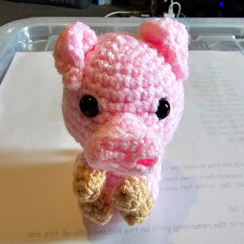 Handmade crocheted pink pig - crocheted,