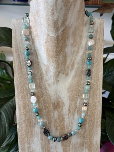 Gemstone necklace beaded - gemstone,