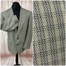Magee Tweed Wool Silk Geneva T2 Blazer Jacket Check Woven Basket 40” Green £380