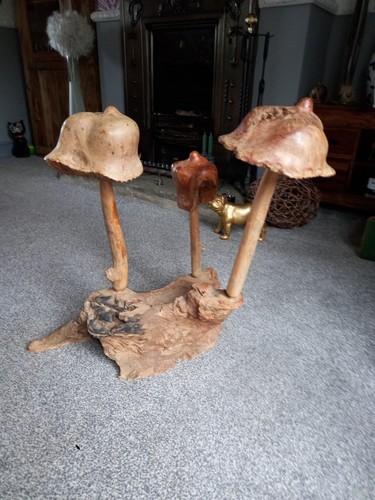 Hand carved wooden - wooden, mushroom