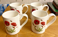 ** RARE SET OF 4 x PORTMEIRION POPPY FLORAL THE BOTANIC GARDEN MUGS **