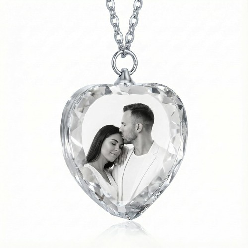 Heart crystal photo necklace - crystal,
