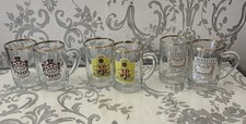6 Shot Glasses J&B, Smirnoff Vodka Hennessy Cognac Vintage Tankard Glass Gold 