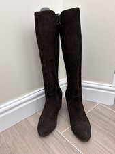 Vanilla Moon Knee High Brown Suede Boots 3" Wedge Heel Zip Fastening Size 7 EU40