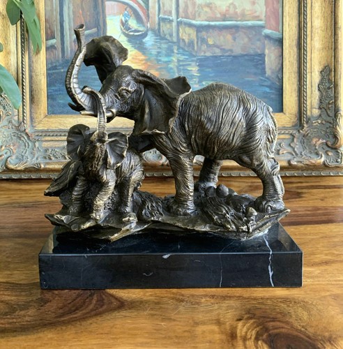 Bronze elephant sculpture