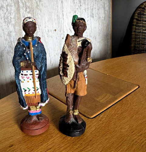 Pair african painted wooden - of,