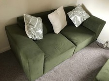 Dunelm Cruz Olive Sofa (modular) 2 or 3 seater with footstool