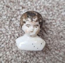 Antique Shoulderplate China Dollshead, 1.2", porcelain. Unmarked,  German 1880s?