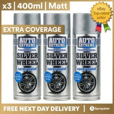 3 x 400ml Silver Wheel Matt Spray Paint Aerosol Can Auto Extreme Metal Wood