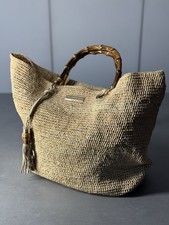 Heidi Klein Medium Savannah raffia tote summer beach Bag With Bamboo Handles