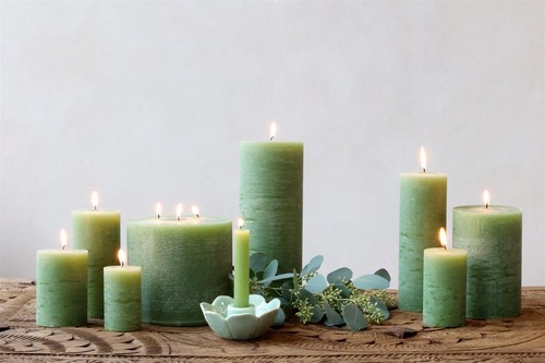 Rustic green pillar - pillar, candle