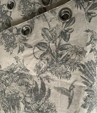 Dunelm Tropical Curtains Grey Jungle Animal Print 228cm x 137cm Lined Ring Top