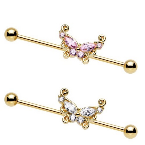 New gold plated - gem, butterfly