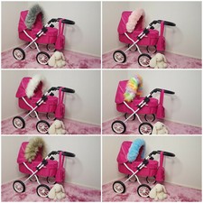 Dolls pram luxury faux fur - pram,