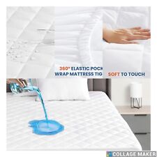 EXTRA DEEP QUILTED 100% WATERPROOF MATTRESS PROTECTOR FITTED BED COVER ALL SIZES