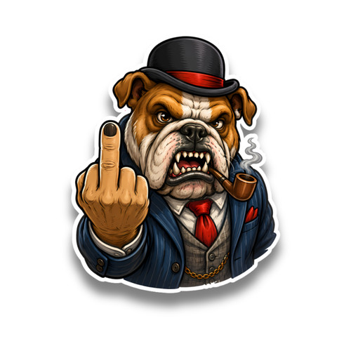British bulldog middle finger - bulldog,