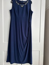 Joanna Hope Navy Beaded Diamante Sleeveless Maxi Dress Size 22 drape
