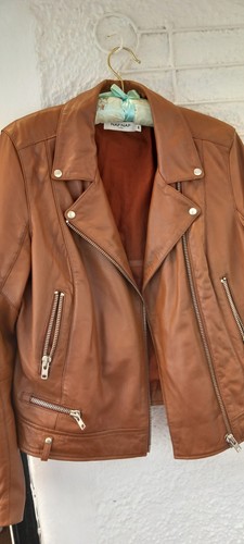 Naf brown leather biker - brown,