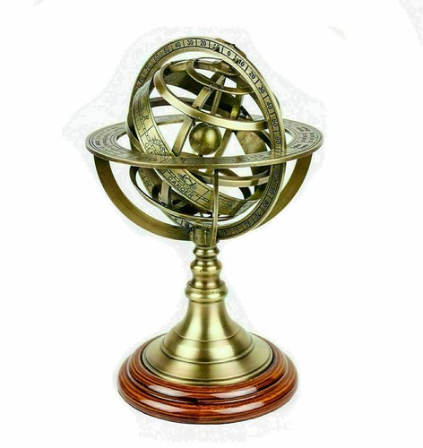 Antique astrolabe brass sphere - astrolabe,