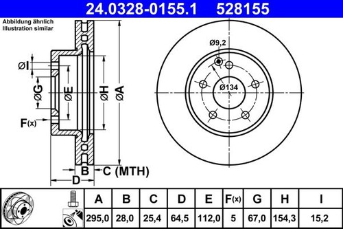 Brake disc ate - ate, 24.0328-0155.1