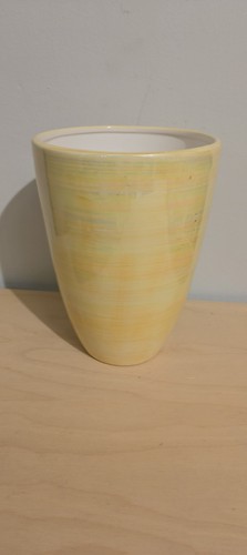 Yellow iridescent ceramic vase - yellow,