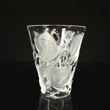 Lovely Vintage (ca. 1980) French Lalique 'Ispahan' Rose Crystal Frosted Vase