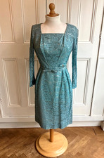 Vintage 50's Turquoise Lace Wiggle Bombshell Cocktail Dress Bridesmaid Genuine