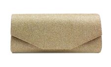 Women's Glitter Clutch Bag Chain Diamante Evening Prom Bridal Wedding Handbag UK