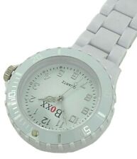  New BOXX White All Plastic Quartz Nurse Fob Watch