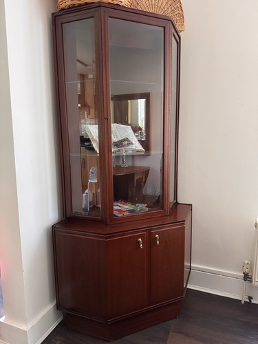 Brown wooden corner display - wooden,