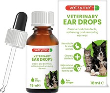 Vetzyme Veterinary Ear Drops suitable Dogs, Cats & Small Pets 18ml