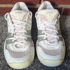 Prince T22 Tennis Trainers Shoes Shock Eraser Womens UK Size 6 White/Silver 