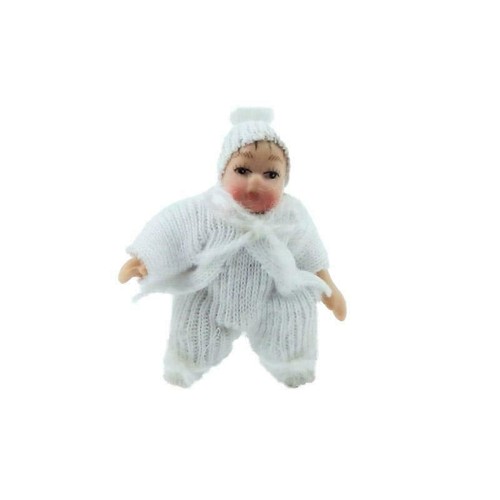 Dolls house baby white suit - in,