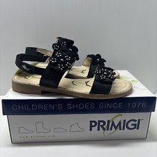 Primigi Slingback Flat Sandal Womens 6UK Scam Brinato/Nero Faux Suede Rhinestone