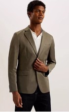 TED BAKER Suit Jacket Blazer Mens TB 3 UK M Mayfairj Khaki Notch Lepel Nylon NEW