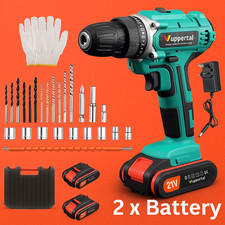 21V Cordless Combi Drill Electric Powerful Driver Screwdriver Battery LED Light