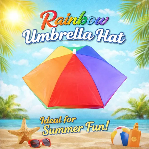Rainbow umbrella hat outdoor - rainbow,