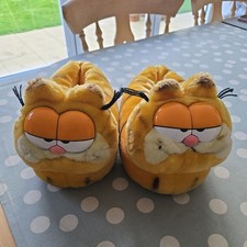 VINTAGE RARE 1980s GARFIELD CAT PLUSH SLIPPERS MEDIUM JIM DAVIS COMIC STRIP
