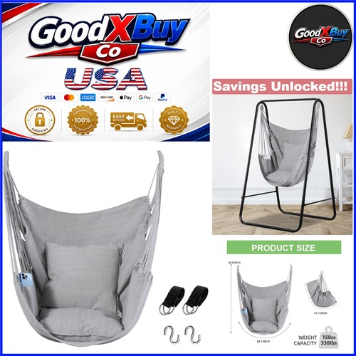 Grey cotton hammock chair - cotton,