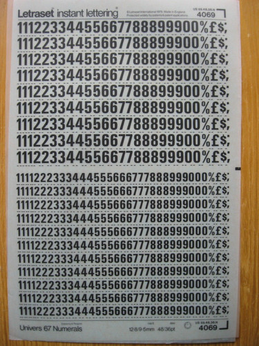 Letraset numbers univers - numbers,