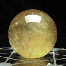 4CM Rare Natural Citrine Quartz Gemstone Sphere Crystal Healing Ball Stone HOT