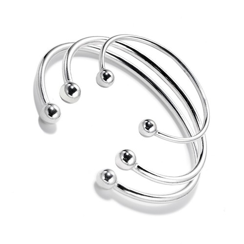 Sterling silver torque bangle - silver,